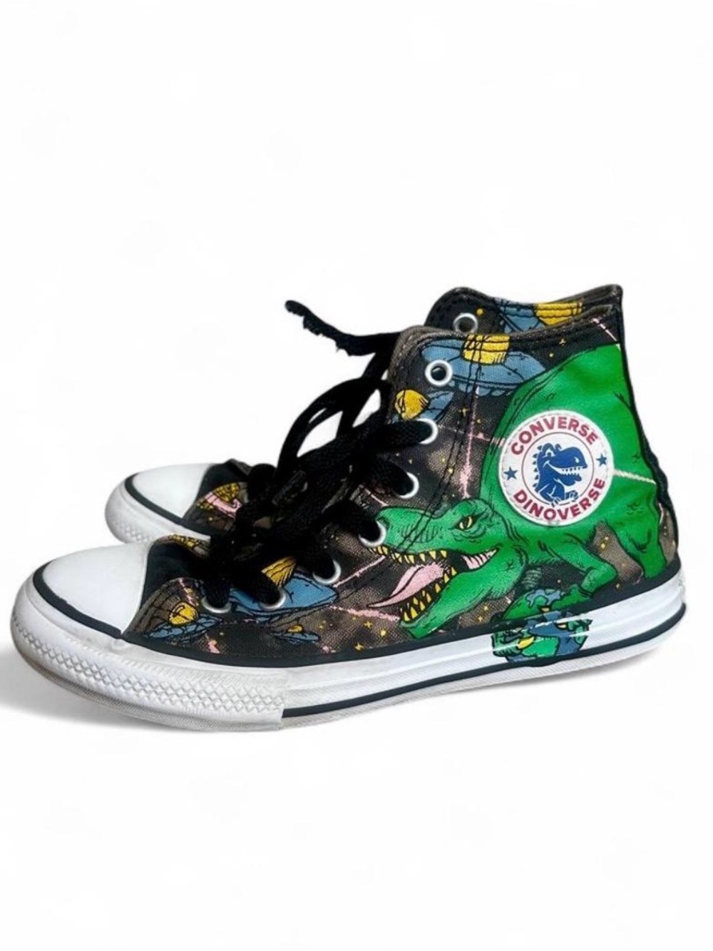 Converse Dinoverse Hi T-Rex High Top Shoes Sneakers Green Junior Size 2